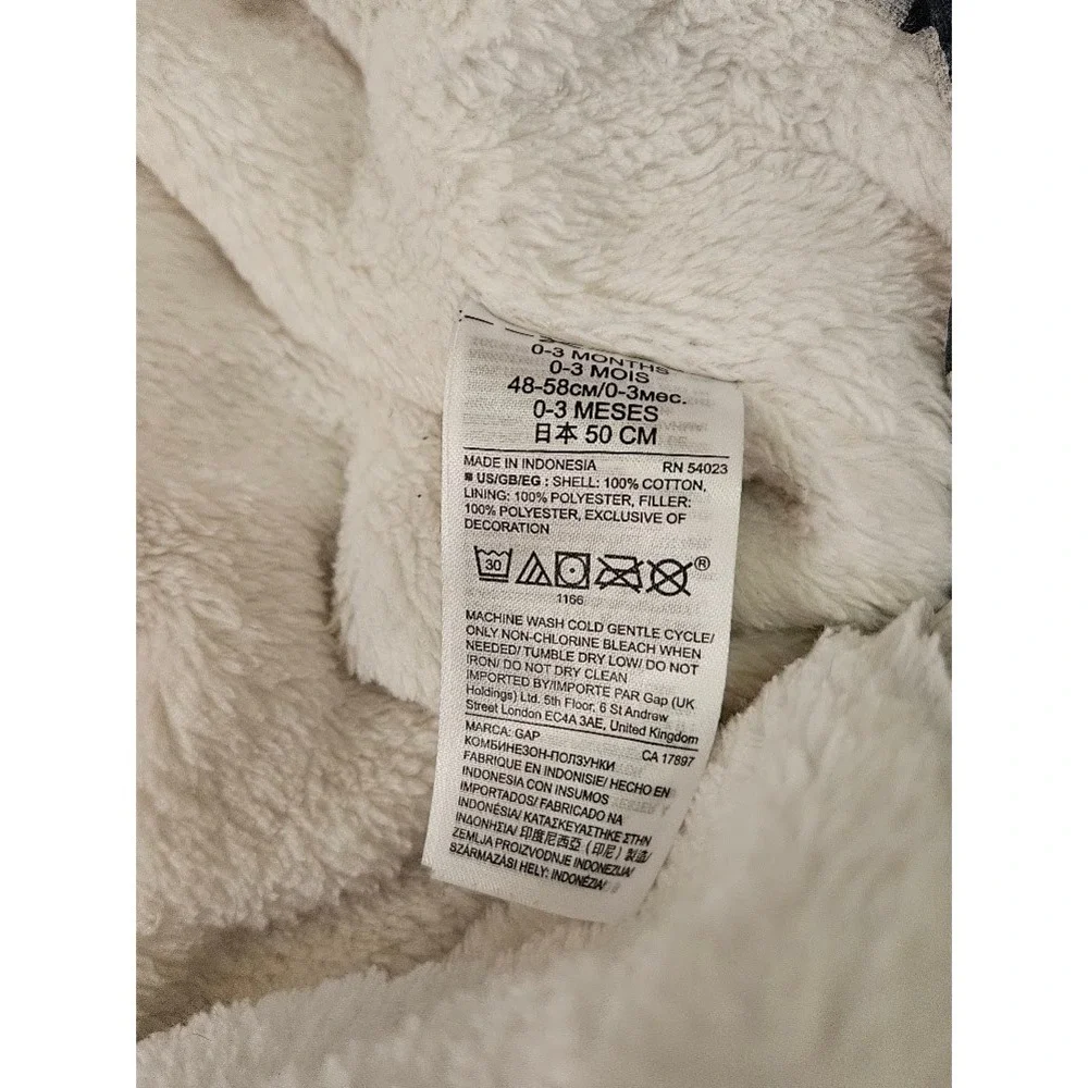 Baby GAP Star Print Sherpa Lined Hooded Bunting Pram Suit Gray 0-3 Months